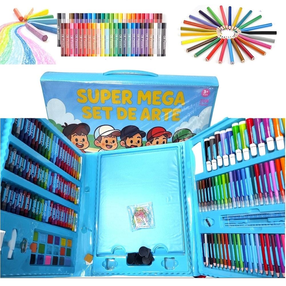 Set de arte 208 piezas pinturas y acuarelas para pintar - Celeste